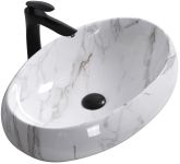 Раковина накладна Rea Melania Aiax 600х405х145 білий, мармур