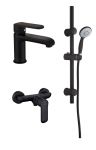 Набір змішувачів Invena Siros (для раковини, для душу, душовий гарнітур) чорний