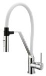 Змішувач для кухні з гнучким виливом Invena Magnetic білий, хром BZ-30-L02