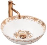 Раковина накладна Rea Elita 390х390х140 білий, золото