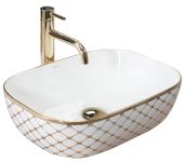 Раковина накладна Rea Belinda 465х335х135 білий, золото