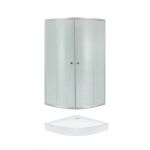 Душова кабіна Lidz Latwa SC80x80.SAT.LOW.FR, скло Frost 4 мм + піддон QT Robin