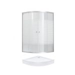 Душова кабіна Lidz Wieza SC80x80.SAT.LOW.L, скло Linie 4 мм + піддон QT ROBIN