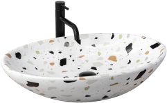 Раковина накладна Rea Olga Terazzo 630х415х150 білий