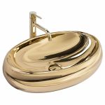 Раковина накладна Rea Melania 600х405х145 золото