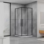 Душова кабіна Dusel DSL194B Black Matt 100х100х190, двері розсувні, прозоре скло