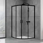 Душова кабіна Dusel EF-182B Black Matt, 90х90х190, двері розсувні, прозоре скло