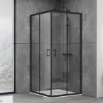 Душова кабіна Dusel EF-184B Black Matt, 100х100х190, двері розсувні, прозоре скло