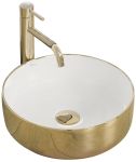 Раковина накладна Rea Sami 360х360х120 білий, золото