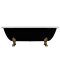 Ванна окремостояча матова Amidicon Olimpia 180х90 чорна з литого каменю золоті ніжки
