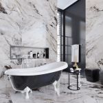 Ванна окремостояча матова Amidicon Symphony 167х78 чорна з литого каменю білі ніжки