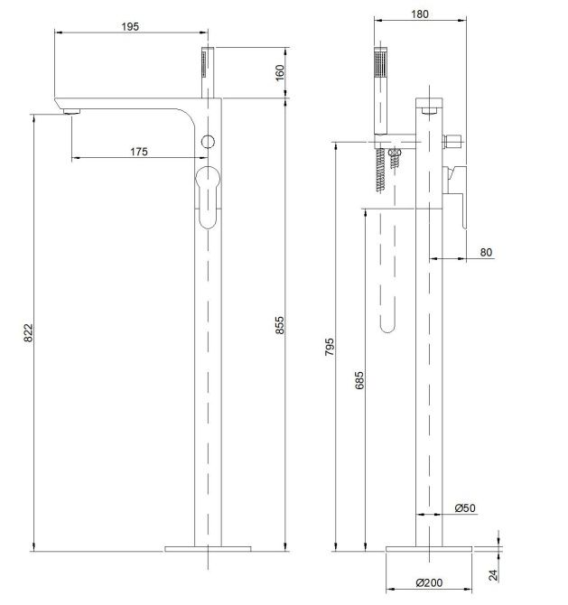 Змішувач для ванни підлоговий Invena Glamour хром BW-02-W01